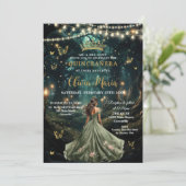 Enchanted Forest Sage Green Dress Quinceañera 16 Kaart (Staand voorkant)