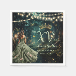 Enchanted Forest Sage Green Dress Quinceañera XV Servet