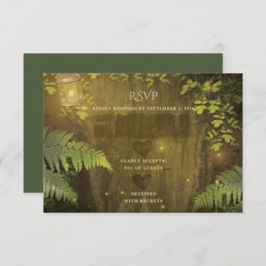 Enchanted Forest Secret Garden Dream Wedam RSVP (Devant / Derrière)