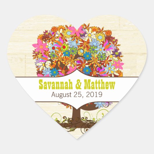 Enchanted Forest Side Branch Wedding Hart Sticker (Voorkant)