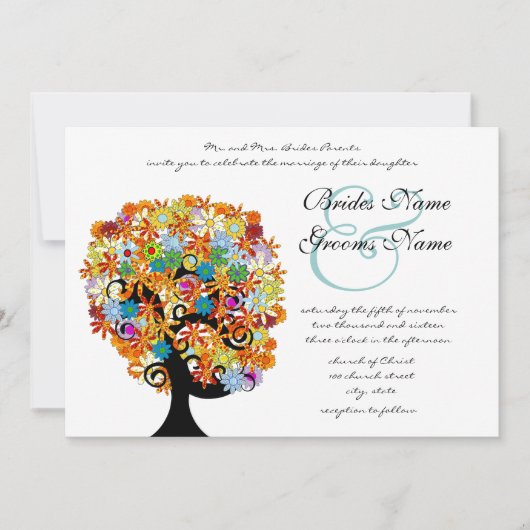 Enchanted Forest Side Branch Wedding Invitations (Devant)