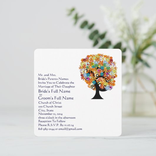 Enchanted Forest Side Branch Wedding Invitations (Debout devant)