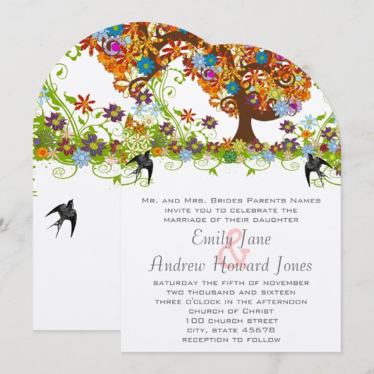 Enchanted Forest Side Branch Wedding Invitations (Devant / Derrière)