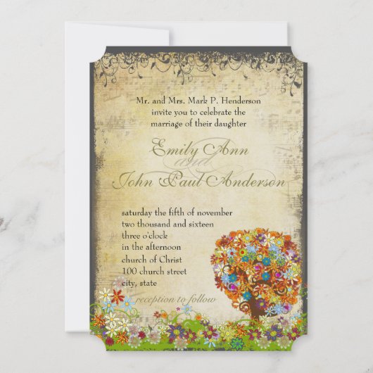 Enchanted Forest Side Branch Wedding Invitations Kaart (Achterkant)