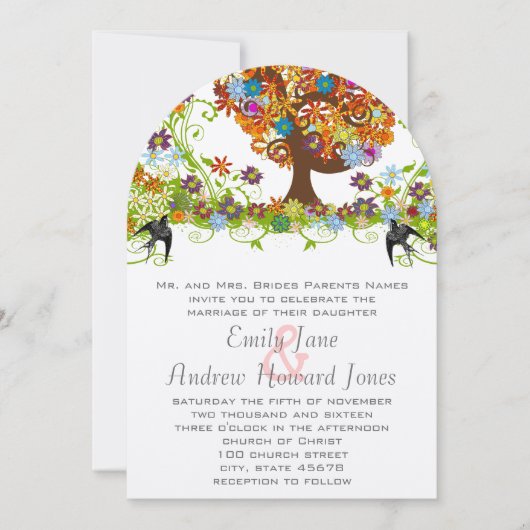Enchanted Forest Side Branch Wedding Invitations Kaart (Voorkant)