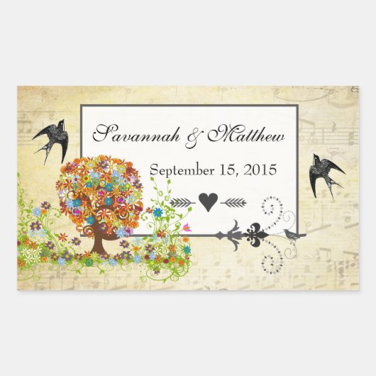 Enchanted Forest Side Branch Wedding Rechthoekige Sticker (Voorkant)