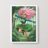 Enchanted Forest Sprint – Anime Fantasy Character Button (Voorkant)