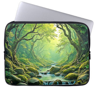 Enchanted Forest Stream-ontwerp Laptop Sleeve