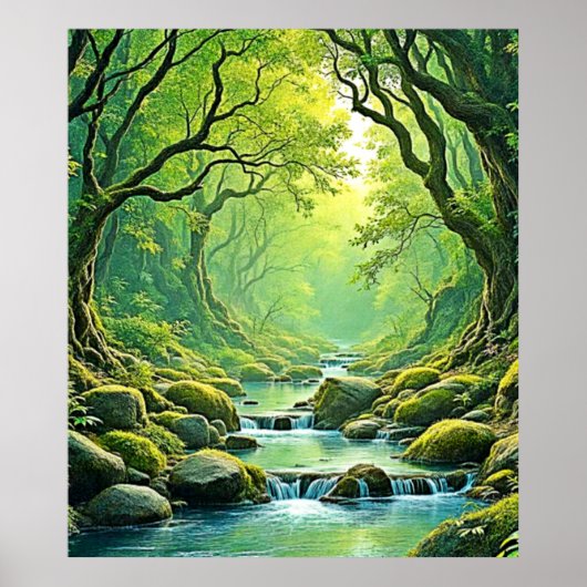 Enchanted Forest Stream-ontwerp Poster (Voorkant)
