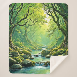 Enchanted Forest Stream-ontwerp Sherpa Deken