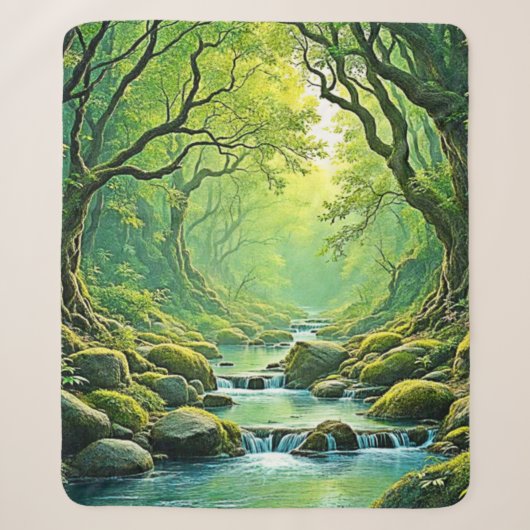 Enchanted Forest Stream-ontwerp Sherpa Deken (Voorkant)
