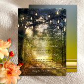 Enchanted Forest String Lights Wedding Invitation Kaart