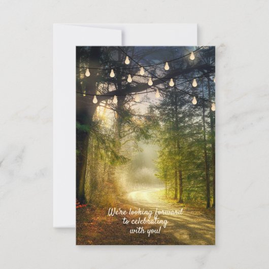 Enchanted Forest String Lights Wedding RSVP-kaart Kaart (Voorkant)