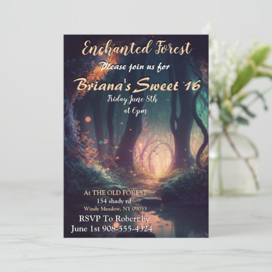 Enchanted Forest Sweet 16 Invitation (Debout devant)
