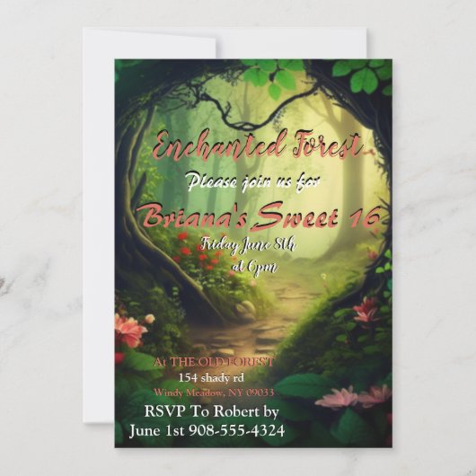 Enchanted Forest Sweet 16 Invitation Kaart (Voorkant)