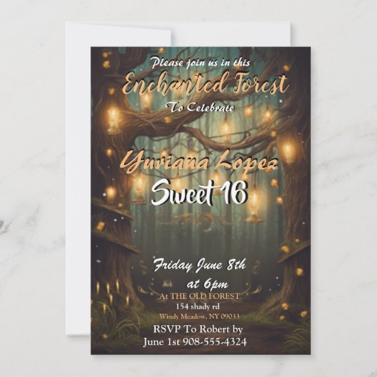 Enchanted Forest Sweet 16 Invitations (Devant)