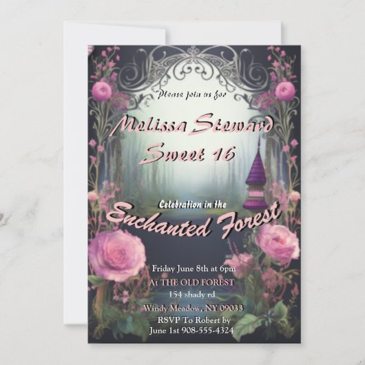 Enchanted Forest Sweet 16 Invitations (Devant)