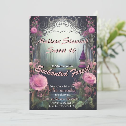 Enchanted Forest Sweet 16 Invitations (Debout devant)