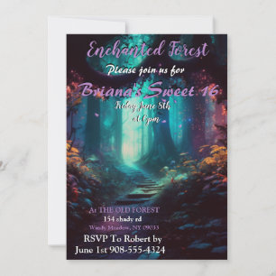 Enchanted Forest Sweet 16 Invitations