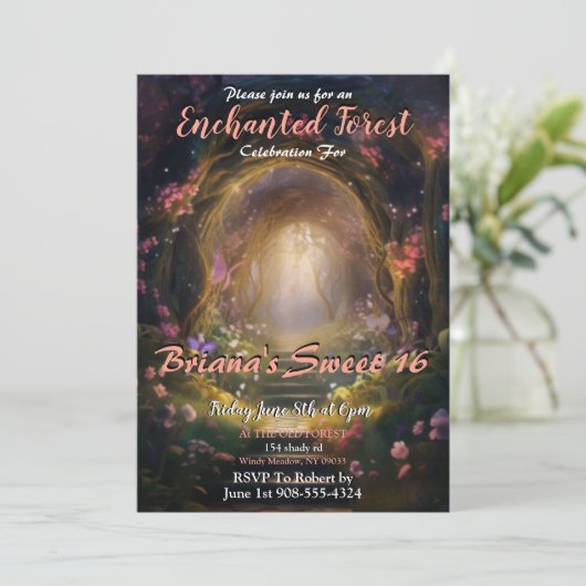 Enchanted Forest Sweet 16 Invitations (Debout devant)