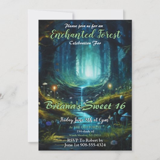 Enchanted Forest Sweet 16 Invitations (Devant)