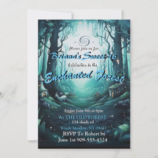Enchanted Forest Sweet 16 Invitations (Devant)