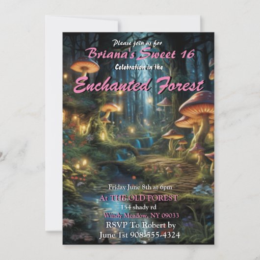 Enchanted Forest Sweet 16 Invitations (Devant)