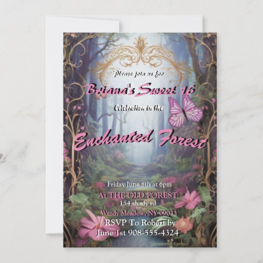 Enchanted Forest Sweet 16 Invitations (Devant)