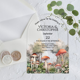 Enchanted Forest Toadstool Storybook Wedding Acryl Uitnodigingen