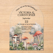 Enchanted Forest Toadstool Storybook Wedding Acryl Uitnodigingen (Voorkant)