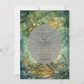 Enchanted Forest Tree Wedding Golden Kaart (Voorkant)