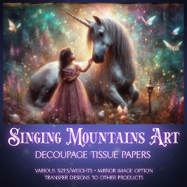 Enchanted Forest Unicorn And Girl Decoupage  Tissuepapier