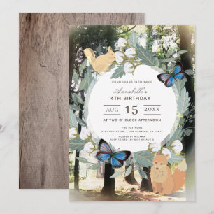 Enchanted Forest Woodland Animals Girl Verjaardag Kaart