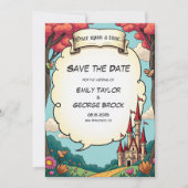 Enchanted Forest Woodland Castle Fairytale Wedding Save The Date (Voorkant)
