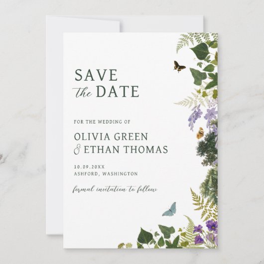 Enchanted Forest  Woodland Wedding Save The Date (Voorkant)