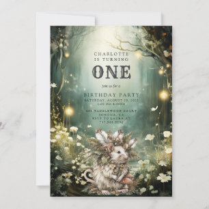 Enchanted Forest Woodlands Muis 1e verjaardag Kaart