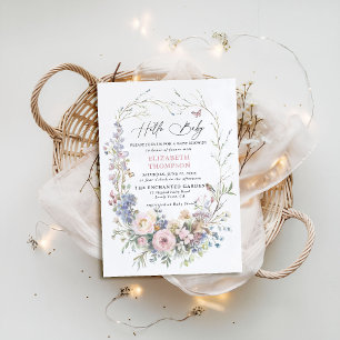 Enchanted Garden Bird Butterfly Pastel Baby shower Kaart