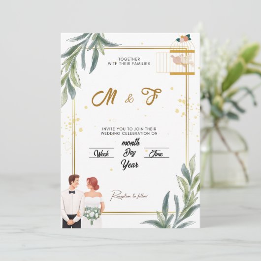 Enchanted Garden bruiloft uitnodiging | grillig (Staand voorkant)