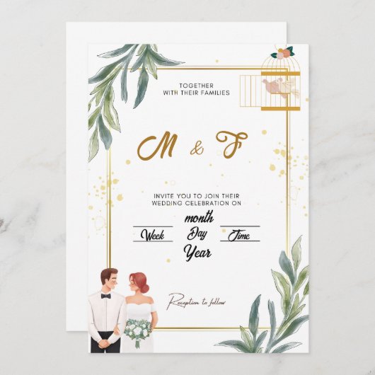 Enchanted Garden bruiloft uitnodiging | grillig (Voorkant / Achterkant)