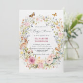 Enchanted Garden Bunny Bird Butterfly Baby shower Kaart (Staand voorkant)