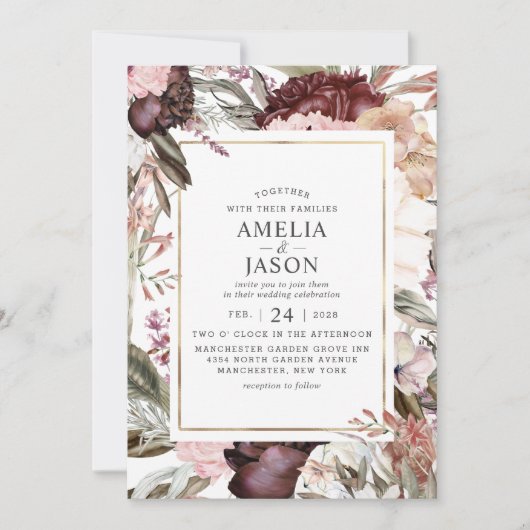 Enchanted Garden Elégant Floral Boho Invitation (Devant)