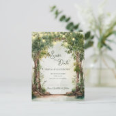 Enchanted Garden String Lights Save the Date Aankondigingskaart (Staand voorkant)