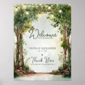 Enchanted Garden String Lights Wedding Welcome Poster (Voorkant)