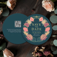 Enchanted Garden Wreath Wedding QR Bewaar de datum