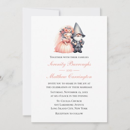 Enchanted Gnome Spring Oranje bos bruiloft Kaart (Voorkant)