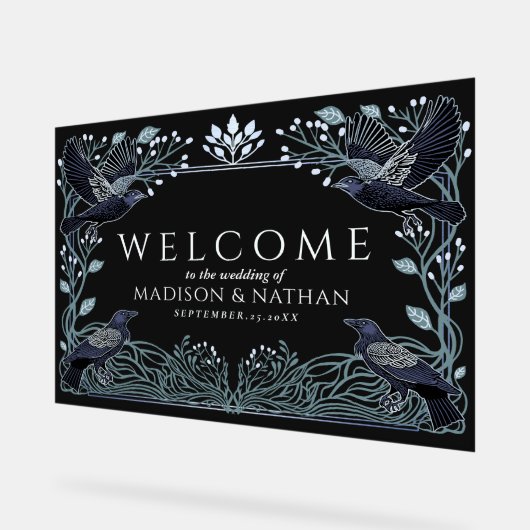 Enchanted Gothic Raven Wedding Welcome Black (Angle)