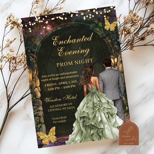 Enchanted Green Forest Prom Invitation