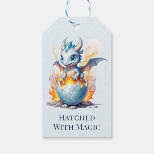 Enchanted Hatchling Blue Dragon Cadeaulabel (Achterkant)