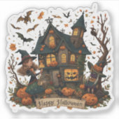 Enchanted Haunted House Halloween Sticker (Voorkant)