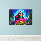 Enchanted Ladybug zachte gloeiende fantasie bloem Canvas Afdruk (Insitu (Houten vloer))